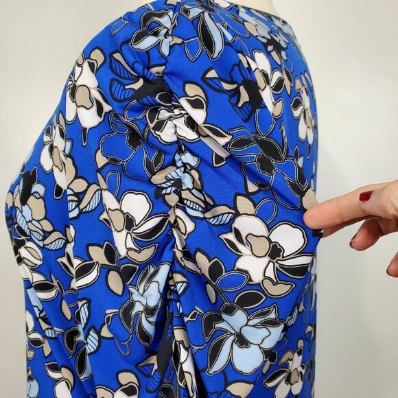 Dana Buchman Multi-Color Floral Pullover Stretchy Top with Ruching Size XL - Picture 5 of 14